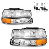 Vizotae Headlights with High/Low Beam Bulbs for 1999-2002 Chevy Silverado