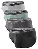 DAVID ARCHY Men's Briefs Rayon Made From Bamboo Underwear Pouch Breathable Super Soft Comfort Briefs Lightweight No Fly 4 Pack (M, Black/Dark Gray/Green/Gray-4 Pack)