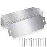 Yaocom 12 Pcs Engraved Name Plates Laser Brushed Solid Metal Plate Personalized Plaque Blank Custom Name Tag Frame Label with Adhesive Backing and Screws for DIY(Silver Notched Corner,1'' X 3'')