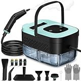 Steam Cleaner, Portable Steamer for Cleaning with 15pcs Accessories, 6-Level Adjustable, 15s Heat-Up, Handheld Steam Cleaner for Home for Tile, Grease, Dirt, Grout, Car Detailing, Green
