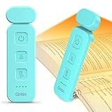 Gritin Reading Light, Rechargeable Book Light for Reading in Bed - Eye Caring 3 Color Temperatures, 5-Level Dimmable Brightness, Long Lasting, Compact Size Clip on Book Lamp for Bookworms-Blue