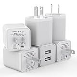6Pack USB Wall Charger, iGENJUN 2.4A Phone Charger Dual USB Port Cube Power Plug Adapter Fast Wall Chargers Block Compatible with iPhone 16/16 Pro/15/15 Pro, Samsung Galaxy, Pixel, LG, Android-White