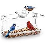 WENMIXER Window Bird Feeder with Non-Marking Self-Adhesive Hooks