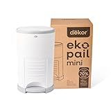 Diaper Dekor EKO Mini Diaper Pail, White | ONLY Eco-Friendly Diaper Pail Made with 70% Recycled Materials | Hands-Free: Step–Drop–Done | Cost-Effective Refill System