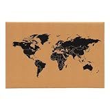Juvale Cork Board Map of World - 23.5 x 15.75 in, Brown Rectangular Wall Mount - Past & Future Travel Map & Pin Board Corkboard with 4 Pushpins & Screws Included