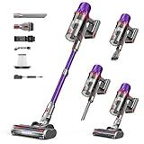 iXlion Cordless Vacuum Cleaner - Powerful Stick Vacuum with HEPA Filter, 55-Min Runtime, LED Light, Anti-Tangle Brush, Detachable Battery, Lightweight for Home, Pet Hair, Carpets & Hard Floors
