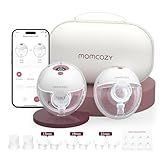 Momcozy M5 Smart APP Controlled Wearable Breast Pump, Hands-Free Wireless Electric Pump, 3 Modes 9 Suction Levels, BPA-Free, Portable Lightweight, 24mm Flange, 2-Pack Cozy Red