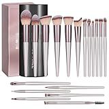 BS-MALL Makeup Brush Set 18 Pcs Professional Foundation Powder Concealers Eyeshadow Blush Synthetic Makeup Brushes with Labeled instruction Black Case Upgraded Version
