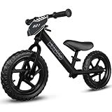 KRIDDO Toddler Balance Bike 2 Year Old, Age 24 Months to 5 Years Old, 12 Inch Push Bicycle with Customize Plate (3 Sets of Stickers Included), Steady Balancing, Gift Bike for 2-3 Boys Girls, Night