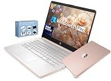 HP 14” Ultra Light Thin Laptop Computer 2026 Premium, MS Office, Copilot AI, 4-Core Intel CPU, 4GB DDR5 RAM, 628GB Storage (128GB UFS+500GB Ext), Long Battery, MarxsolAccessory, Win 11 Pro, Rose Gold