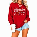 Women's Christmas Sweatshirt Merry Graphic Crewneck Holiday Pullover