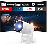 Polocsh Mini Projector, Rechargeable Portable Outdoor Smart Projector with 4K Support, Auto Keystone, Android 11 Small Projector with WiFi and Bluetooth, Electric Focus Home Theater for iphone