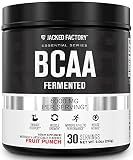 Jacked Factory BCAA Powder (Fermented) - 6g Branched Chain Essential Amino Acid Supplement for Improved Muscle Recovery, Reduced Fatigue, Increased Strength, Muscle Growth - 30 Servings, Fruit Punch