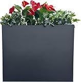 MinCHI257 38" L x 13" W x 30" H Metal Tall Rectangular Planter - Large Planter Box for Outdoor Patio/Porch Modern Design for Plants, Flowers, Garden,Spliced Flower Pot (Black)