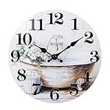 TINZONC Bathroom Wall Clock Rustic Style Waterproof Glass Wall Clocks for Bathroom, Shower Wall Decor (8 Inch, Brown)