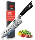 SHAN ZU Damascus Chef Knife Santoku Knife 7 Inch Professional Multifunction Kitchen Knives, 67 Layers Damascus Stainless Steel 10Cr15CoMoV Super Sharp Cooking Knife with G10 Handle/Gift Box