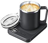 Coffee Mug Warmer & Mug Set for Desk, Smart Coffee Cup Warmer with 16oz Heated Mug, Coffee Heater with Auto Shut Off for Office/Home, Birthday/Valentine's Day/Coffee Gifts for Men & Women, Black