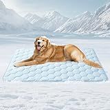 EHEYCIGA Cooling Mat for Dogs, 41" x 28"(Q-Max>0.53), Washable Dog Cooling Mat, Portable Kennel Cooling Pet Pad for Summer, Non-Slip Summer Crate Pad for Large Dog, Blue
