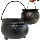 GIFTEXPRESS 2‑Pack Black Cauldrons (12” & 8”) – Halloween Candy Bowl & Trick‑or‑Treat Pail, Reusable Witch Kettle Buckets, St. Patrick’s Pot of Gold Party Decor