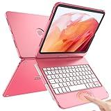 TQQ Touch for iPad (A16) 11th Generation Case with Keyboard (11", 2025) & 10th Gen (10.9", 2022) - 360° Rotatable, Thin & Light, Multi-Touch Trackpad for iPad (A16) 11th/10th Gen (Dark Pink)