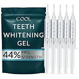 Teeth Whitening Gel for Trays – Pro Strength 44% Carbamide Peroxide, 5 Syringes (50 Uses) + 2 Trays, Enamel Safe Teeth Whitener, Removes Coffee, Wine & Tobacco Stains, at-Home Pro Whitening Kit
