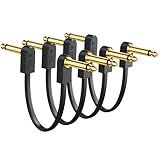 AA AUDIO ACCESSORY Kevlar Reinforced Guitar Pedal Cables 6 Inch 4-Pack, Built-to-Last, Noise-Free Quad-Layer Shielded, Gold-Plated Flat Ribbon Guitar Patch Cables for BOSS, MXR, EBS, Behringer Pedal