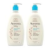 Aveeno Baby Daily Moisture Body Lotion for Sensitive Skin, Hypoallergenic Moisturizing Baby Lotion with Nourishing Oat to Deeply Moisturize Baby's Skin, Fragrance-Free, 18 fl. oz, 2 Pack