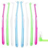 lanjue 8 Pieces End Tuft Toothbrush with Cover, Soft Interdental Brushes Tapered Brush Braces Toothbrush for Orthodontic Braces Detail Cleaning(Blue/Green/Rose Red/White)