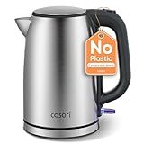 COSORI Electric Kettle, Plastic-Free Interior, 2 Lid Opening Angles, Easy to Clean, Automatic Shut Off & Boil-Dry Protection, Stainless Steel Tea Kettle, Hot Water Boiler & Heater, 1.7L, 1500W