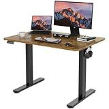 LongKe Electric Standing Desk Adjustable Height, 40x24 Inches Sit Stand up Desktop for Home Office, Ergonomic Rising Computer Table with Memory Preset,Rustic Brown