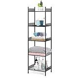 Nandae 5-Tier Bathroom Storage Shelf, Heavy Duty Wire Shelving Unit Free Standing Towel Rack Organization for Kitchen Bathroom Laundry, Black