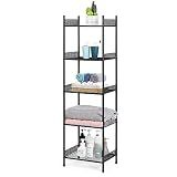 Nandae 5-Tier Bathroom Storage Shelf, Heavy Duty Wire Shelving Unit Free Standing Towel Rack Organization for Kitchen Bathroom Laundry, Black