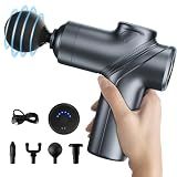 LEERCON Massage Gun Deep Tissue, Silent Motor and Portable Massage Gun with 4 Interchangeable Heads for Deep Muscle Relief and Relaxation, Relax Gift