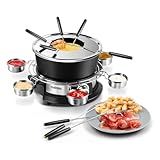 CUSIMAX Electric Fondue Set with 1300W Power Temperature Control for Cheese,Chocolate,Oil and Broth, 2L Non-Stick Electric Fondue Pot with 8 pcs Forks,6 pcs Cups and Removable Anti-Scald Handle