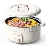 HYTRIC Electric Pot, 4.5L Non-Stick Hot Pot Electric with Dual Power Setting, 1200W Fast Heating Hotpot Pot Electric for Cooking Soup, Pasta, Steak, Perfect for Family Dinner & Party, White