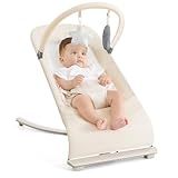 3-in-1 Baby Bouncer & Portable Rocker Chair for Newborn to Toddler - 4 Adjustable Recline Positions, Breathable Cotton Fabric, Natural Vibration, Supports Up to 33 lbs, Khaki