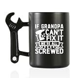 Onebttl Grandpa Gifts Wrench Coffee Mug, Grandfather Gift from Granddaughter and Grandson, 13.5oz/400ml Funny Ceramic Mug for Christmas, Father's Day - Grandpa Can Fix