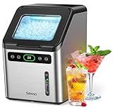 Silonn Nugget Ice Makers Countertop,Timer Pebble Ice Maker with Soft Chewable Ice, 44lbs per Day Ice Machine with Self-Cleaning,One-Click Operation, Stainless Steel