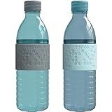 Copco Hydra 16.9 oz Water Bottle, Set of 2 – Leak Proof, BPA Free Tritan, Dishwasher Safe, Twist-Open Body for Ice & Easy Cleaning, Non-Slip Silicone Grip, Ideal for Gym & Travel (Light Blue & Gray)