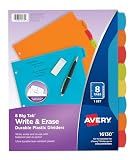 Avery Write & Erase Plastic Dividers, 8-Tab, Multicolor, 1 Set
