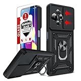 LeYi for TCL 50 XL-5G Phone Case: with Slide Camera Cover + Glass Screen Protector, Military-Grade Cell Shockproof Unlocked Cell Cover with Metal Ring Magnetic Kickstand Funda para TCL 50 XL, Black