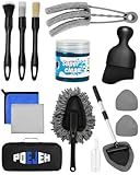 Poejeh 15-Piece Car Interior & Glass Cleaning Kit - 3 Graded Boar Brushes, 3-in-1 AC Vent Shutter Brush, 160g Gel, 180° Swivel Retractable Glass Brush | Auto-Focus Multi-Scenario Use