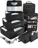 Veken 10 Set/8 Set Packing Cubes for Travel Essentials, Suitcase Organizer Bags in 4 Sizes, Carry-On Luggage Accessories with Laundry & Toiletry Bag, Airplane Must-Have, Road Trip & Camp Gifts for Men