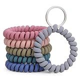 LGEGE 6PCS Stretchable Wristband Wristlet Keychain Wrist Key Chain Wristlet,Spring Flexible Spiral Wrist Coil ​Wrist Key Holder Key Ring for Sauna Gym Pool ID Badge and Outdoor Sports