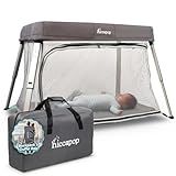 Hiccapop TravelPod Portable Crib for Baby, Lightweight, Foldable Travel Crib for Baby and Toddlers with Zippered Door, Waterproof Base & Carry Bag