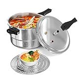 WantJoin 6Qt Aluminum Pressure Cooker w/Release Valve & Multiple Protective Devices,Pressure Canner Compatible with Gas & Induction Cooker,Canner Rack Included