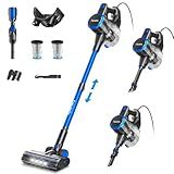 FABULETTA Upgraded 650W Corded Stick Vacuum, 23Ft Corded Vacuum Cleaner Up to 2 Gear Adjustment, Lightweight Corded Vacuum with 1.5L Dust Cup, Suit for Hard Floor & Pet Hair, Black & Blue
