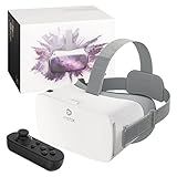 DESTEK V5 VR Headset for Phone with Controller, Anti-Blue Eyes Protected HD Lenses, 110° FOV Virtual Reality Headsets VR Goggles for iPhone17/16/15/14/13/12/11, Samsung, Android. (White)
