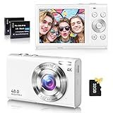 Digital Camera, 4K Vlogging Camera for YouTube Autofocus 48MP UHD Cameras for Photography with Anti-Shake, 16X Digital Zoom Point and Shoot Digital Camera with 32GB Card for Teens Adult Beginner-White