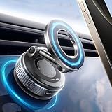 MRGLAS 2025 Upgraded Vacuum Magnetic Phone Holder Stand, for Magsafe Suction Cup Phone Mount Adjustable [89+LBS Strongest Suction & 2800gf Strongest Magnetic] Car Accessories for Women Men Car/Mirror